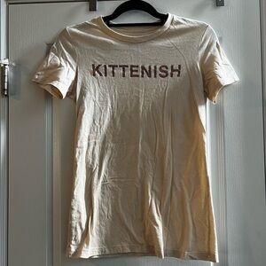 Kittenish Cream Tee with Dusty Rose Logo